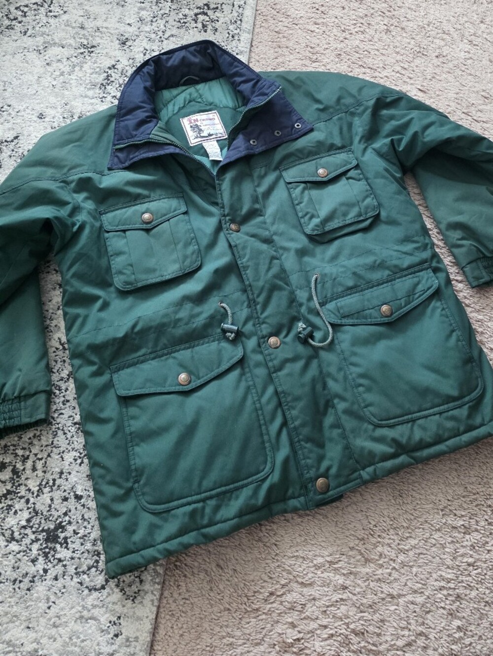 Vintage 90s Utility Puffer Coat Mens L Green Blue In Crown Celebation Granola
